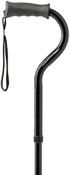 Medline Offset Folding Cane, 4-Point Base with Cushioned Gel Handle, Supports up to 350 lbs, Black