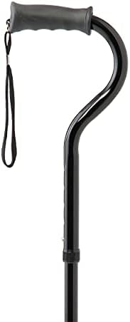 Medline Offset Folding Cane, 4-Point Base with Cushioned Gel Handle, Supports up to 350 lbs, Black