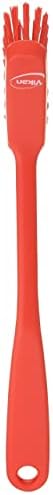 Vikan - Fine Dish Brush - Heavy-Duty, Narrow, Slip-Resistant Cleaning Brush, Polypropylene, Polyester Bristle, 11 Inch, Red, (42874)