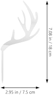 Christmas 5pcs Antlers Happy Birthday Cake Topper Reindeer Antler Acrylic Cake Topper for Xmas Birthday Wedding Party Supplies Sliver Christmas Antlers