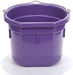 Little Giant® Flat Back Plastic Animal Feed Bucket | Animal Feed Bucket with Metal Handle | Horse Stall Feeding and Watering Supplies (Purple, 8 Quart)