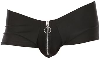 Men's Zipper Boxer Briefs with Pouch Low Rise Open Front Panties Sexy Underwear Stretch Short Lingerie