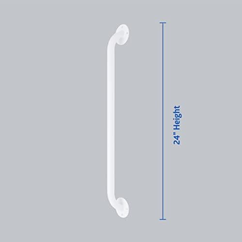 Medline White 24” Grab Bar for Shower & Bathtub, Independence Aid & Ease of Movement — For Elderly, Handicapped or Seniors, 300 lb. Capacity, 1 Bar