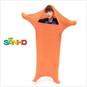 SANHO Premium Sensory Sock Body Sock, Small,Perfect for Children with Sensory Processing Disorder, Updated Version (Orange)