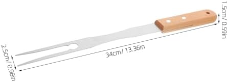 Gatuida 2pcs Stainless Steel Meat Fork with Wood Handle for Barbecue and Outdoor Grilling, Extra Long Kitchen Fork for Steak, Fruits, and Food Serving
