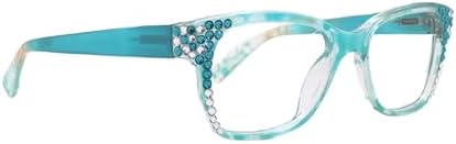NY FIFTH AVENUE Azul, (Bling) Reading Glasses 4 Women W (Aquamarine N Clear) Genuine European Crystals. (Blue)