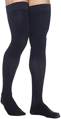 SIGVARIS Men’s DYNAVEN Closed Toe Thigh-Highs w/Grip-Top 20-30mmHg - Medium Long - Black