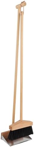 Redecker Miniature Dustpan & Brush Set, Oiled Beechwood Handles, Horsehair Bristles & Stainless Steel Pan, Dustpan Measures 6.25 inches Width x 4.25 inches Depth with a 30-1/2-Inches Handle