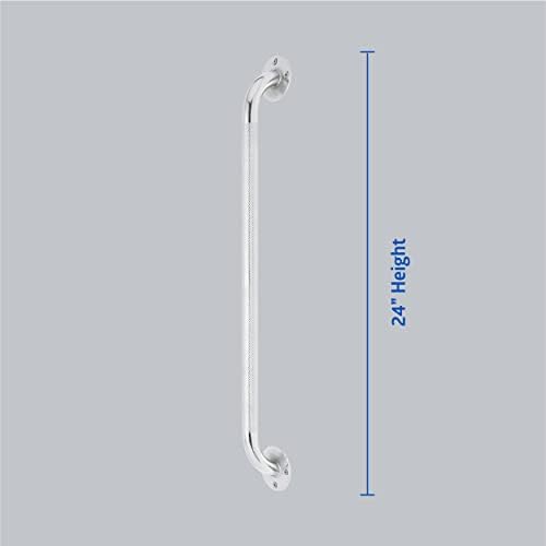 Medline Knurled Chrome 24” Grab Bar for Shower & Bathtub, Independence & Ease of Movement — for Elderly, Handicapped or Seniors, 300 lb. Capacity, 1 Bar