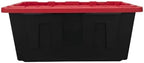 Black and Red, Extra Large 40 Gallon Plastic Storage Bin, with Secure Snap-On Lid - Heavy Duty,2pack
