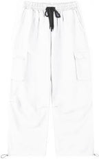 Men's Casual Cargo Pants Elastic Waist Drawstring Street Hip Hop Trousers with Pockets
