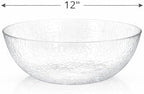 Lillian Collection Stunning Clear Plastic Round Hammered Bowl - 12" (1 Pc.) - Unique Textured Design - Perfect for Parties & Displays