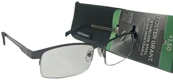 Foster Grant Reading Glasses Lamar. Rectangular gunmetal semi-rimless +1.50