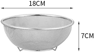2Pcs Fruit Vegetable Washing Basket, 304 Stainless Steel Microporous Colander with Mixing Bowl, Drainer Basket with Basin for Food Prep Fruit, 18cm