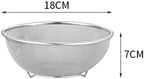 2Pcs Fruit Vegetable Washing Basket, 304 Stainless Steel Microporous Colander with Mixing Bowl, Drainer Basket with Basin for Food Prep Fruit, 18cm