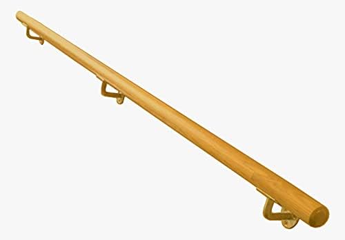 Wall Handrail 16 FT Long 2.0" Diameter Round Solid Wood Stair Handrail Bar, Anti-Slip Wall Safety Handrails for Elderly, Handrailing Indoor Corridor Attic Support Rod for Stairway, Lofts, Stairs Gold