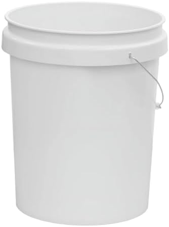 (2 Pack) 5 Gallon Round Utility Bucket, Comfort Handle, Plastic, White