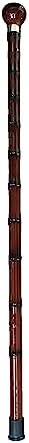 THY Collectibles Wooden Cane Walking Stick with Rubber Tip for Men and Women Ergonomic and Fashionable - 35 inch Dark Red Bamboo Style Cane with Ball Knob Handle