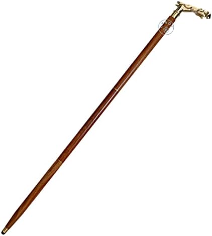 King Style Walking Canes Solid Jaguar Brass Head Fancy Cane for Women and Men Vintage Antique Walking Cane Wooden Walking Stick