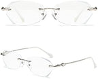 TERAISE Frameless Reading Glasses For Women With Blue Light Blocking,Fashion Diamond Cutting Rimless Eyeglasses