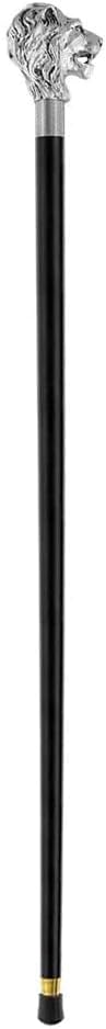 Walking Hand Cane Stick Designer Handmade Walking Stick for Men & Women Solid Metal and Natural Wood (Silver Lion Head), 36 inches