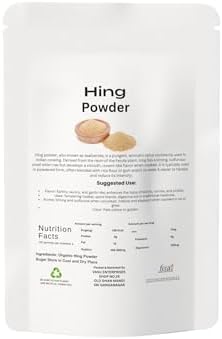 Organic Herb Hing Asafoetida Powder, Natural Gluten-Free Cooking Spice, Non-GMO Indian Seasoning for Digestion, 120g