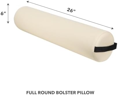 ForPro Full Round Bolster Pillow, Crème, Oil and Stain-Resistant, for Massage and Yoga, 6” R x 26” L