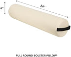 ForPro Full Round Bolster Pillow, Crème, Oil and Stain-Resistant, for Massage and Yoga, 6” R x 26” L