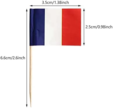 100 Pack French Flag France Toothpick Flags, Cocktail Picks Mini Stick Cupcake Toppers Country Picks Party Decoration Celebration Cocktail Food Bar Cake Flags (French)