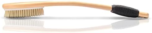 OWIIZI Bath Brush with Cellulite Massagers, Wooden Curved Long Handle Antiskid Dry Brushing Body Brush for Exfoliating, Natural Bristle Back Scrubber for Shower Use Wet or Dry for Men Women Elders