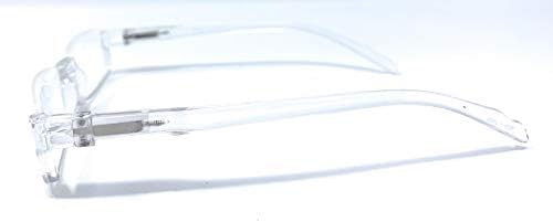 The Parker Rectangle Half Frame Reading Glasses, Unisex Semi Rimless Readers + 2.50 Clear