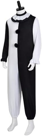 Adult Men Terrifier Cosplay Jumpsuit Kids Art Clown Killer Costume Bodysuit Black White for Halloween Suit