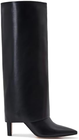 Wide Calf Kitten Heel Boots For Women Knee High pointed toe Tall Long boots Stiletto Heel Side Zipper