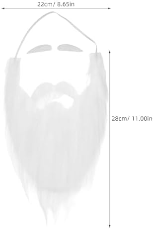 Toyvian Fake Beard And Eyebrows Set, White Gnome Santa Plush Beard Christmas Costume Xmas Party Props for Cosplay, Holiday Dressing Up, Costume Accessory