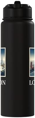 London England Europe Thames Skyline Landmark Graphic Stainless Steel Insulated Water Bottle