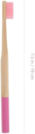 FRCOLOR 4Pcs Bamboo Toothbrushes Soft Bristle Wooden Toothbrushes for Adults Home Use Travel Tooth Brush Set with Ergonomic Handle Random Color