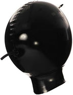 Latex Hood Inflatable Mask with Mouth Tube Full Face Inflation Breathing Zipped Latex Mask