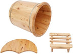 Wooden Foot Bath Bucket with Lid, Wooden Pedicure Soak, 15.75 Inch Deep Solid Wood Foot Bath Barrel for Home Spa, Massage, Sauna