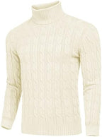 COOFANDY Men's Slim Fit Turtleneck Sweater Casual Twisted Knitted Pullover Sweaters