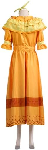 Women Mirabel Dolores Pepa Cosplay Long Sleeve Dress Headwear Yellow Madrigal Uniform for Halloween