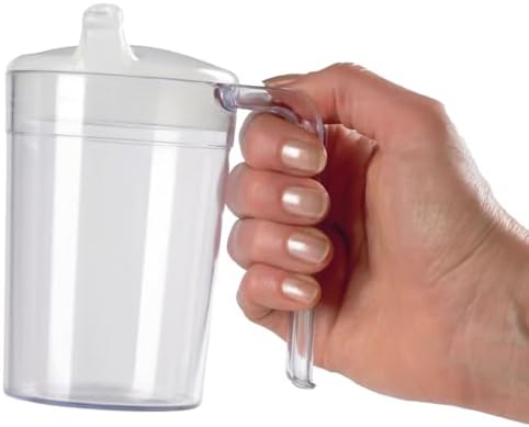 HOMECRAFT Shatterproof Beaker for Elderly & Adults Clear Mug with Lid – 400ml – Lightweight, Non-Spill Drinking Cup for Weak Grip – Daily Living Aid, Ideal Sippy Cup Alternative