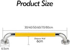Stainless Steel Shower Handrail,30-80cm Elderly Disabled Bathroom Safety Bar,Night Light Ring,Suitable for Disabled Pregnant Women (Color : White, Size : 30cm)