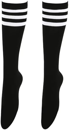 Bestjybt Womens Stripes Knee High Tube Socks Casual Athletic Socks Sport Socks