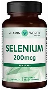 Vitamin World Selenium 200 mcg.Vegetarian Dietary Supplement 250 Tablets