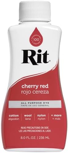 Rit All Purpose Liquid Dye - Cherry Red, 8 oz (Brand: Rit, Compatible Material: Wood, Plastic, Item Type: Fabric-Dyes, Color: Cherry Red)