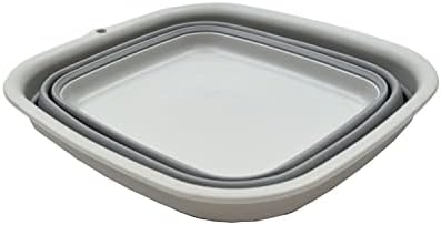 SAMMART 7.7L (2 Gallon) Collapsible Tub - Foldable Dish Tub - Portable Washing Basin - Space Saving Plastic Washtub (Grey, S)