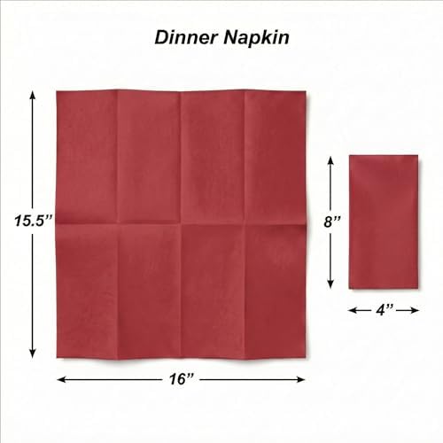 AMERICAN HOMESTEAD Paper Napkins - Burgundy Disposable Linen-Like Dinner Napkins - Restaurant-Quality Table Serviettes for Weddings, Parties, and Events - 15.75" x 15.75" - 50 Count