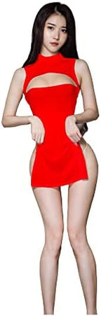 SINROYEE Women's Sexy Cosplay Lingerie Silk Nightgown Dress High split Cheongsam Dress
