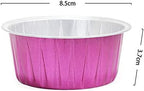 10 Pcs Container Golden Aluminum Foil Bowl Wax Bean Melting Wax Bowl Melting Wax Bowl Reusable Round Shape Aluminum Depilatory Foil Bowl for Home Waxing Spa Face Arm Armpits Legs Bikini (Rose Red)