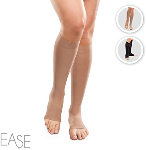 THERAFIRM Ease Opaque Open-Toe Knee Highs - 15-20mmHg Mild Compression Stockings